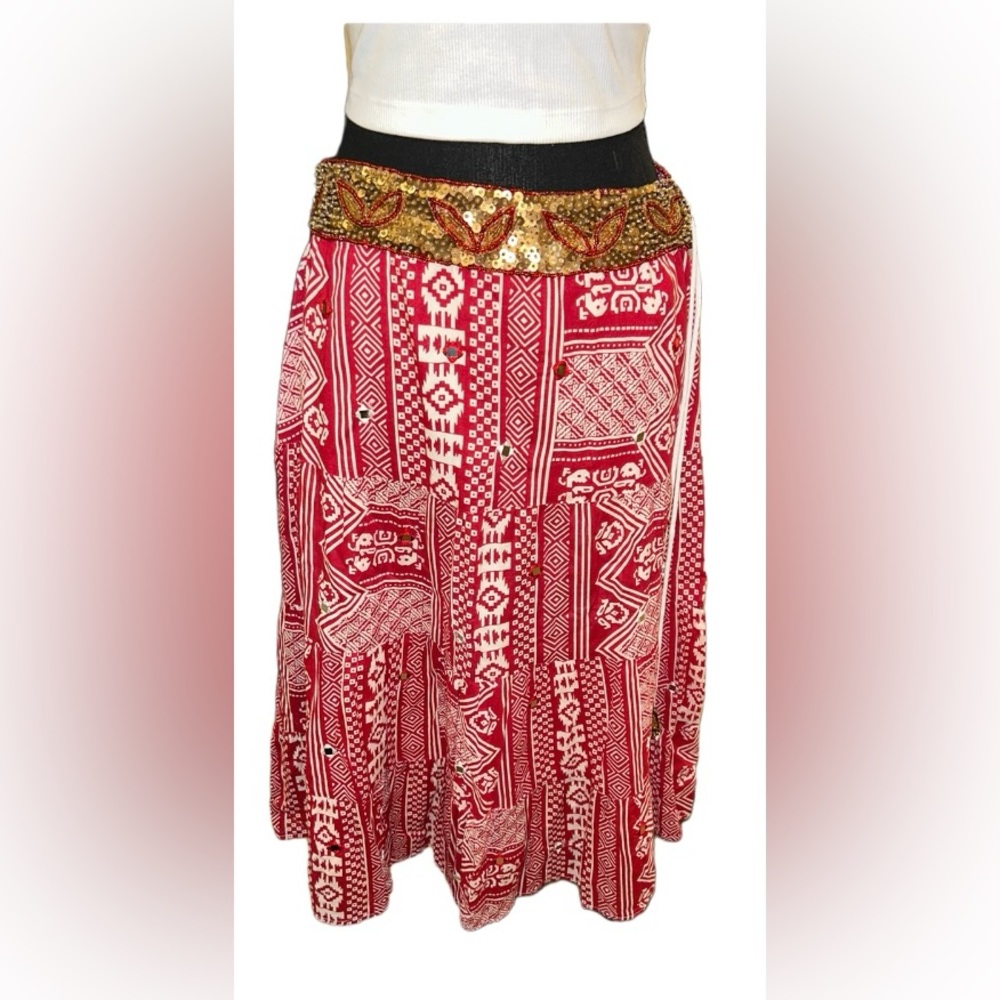 ✌🏻COACHELLA FESTIVAL VIBES!! TWENTY-ONE GORGEOUS FLOWING SEQUINED BOHO SKIRT - Picture 12 of 15